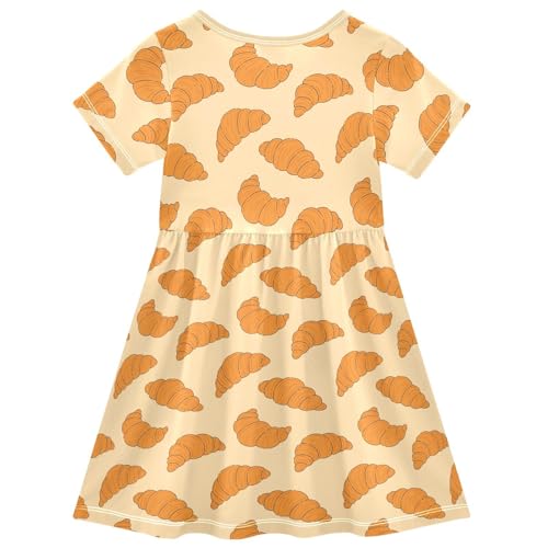 Toddler Girls Dress Summer Croissant Dresses Short Sleeve Clothes Casual Sundress 2-8Y2