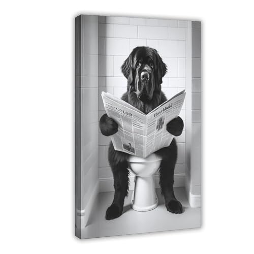 Toile Terre-Neuve aux toilettes 40x60 cm pour decoration murale salon