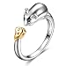 Mouse Ring Sterling Silver Gifts for Women Gold Crystal Cuff Adjustable Chinese Zodiac Jewelry