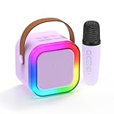 Fede Karaoke Machine for Kids Adults, Mini Karaoke Machine with 1 Wireless Microphone, Portable Bluetooth Speaker with Voice Changing Effects & LED Lights, Best Gifts Toys for Girls and Boys