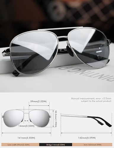 Image of LUENX Aviator Sunglasses for Women Men Polarized Lens Trendy Sun Glasses - UV 400 Protection 60MM with Accessories Driving