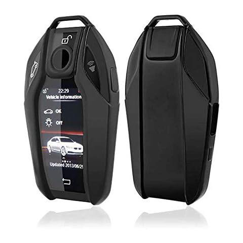 ontto Smart Display Remote Key Fob Cover Case Soft TPU Key Shell Holder Protector Fit for BMW 7 Series 740i 750Li 750D 760Li 5 Series 528Li 530Li 540Li G01 G11 G12 G30 G31 X3 BMW i8 with Keyring Black Cover