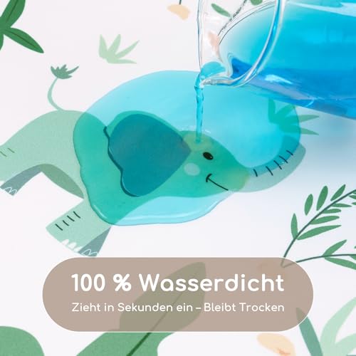 Yukkidds 2er-Pack Bettunterlage Wasserdicht Kinder, Waschbar PIPI Unterlage Bett Kinder, Betteinlage Inkontinenz Bettunterlage 75x90 cm (Grüner Elefant)