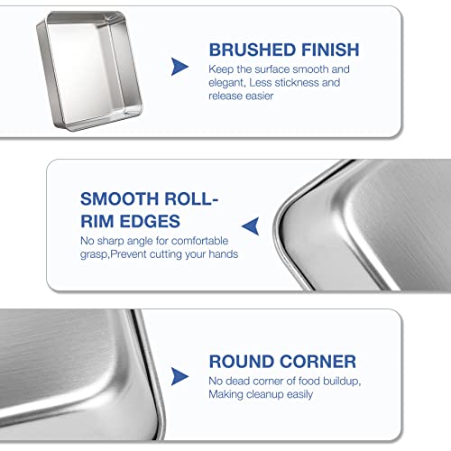 Dobadn 9 Inch Square Cake Pans - 2 Pcs Non-Stick Baking Pans Toaster Oven Pans Roasting Pans Bakeware For Lasagna Cake Brownie,Healthy & Heavy Duty, Dishwasher Safe,Stainless Steel #TOP2