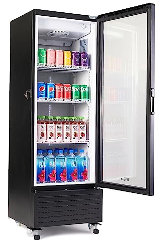 Premiumlevella 7.6 Cu Ft Commercial Upright Display Frost Free Refrigerator Glass Door Beverage Cooler With Led Light Strip In Black #TOP2