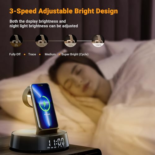 Alarm Clock with Wireless Charging Station, Clock for Bedroom - image 6