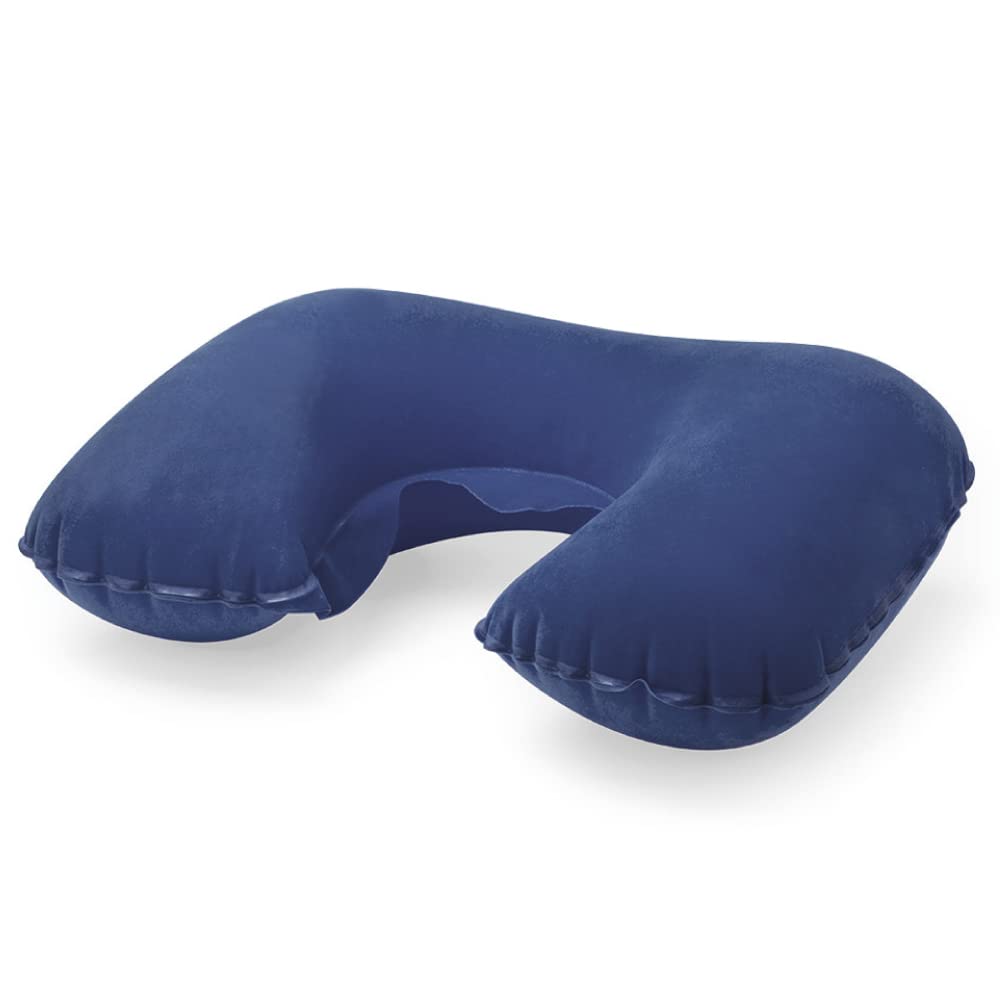 eBuyGB Inflatable Neck Pillow for Travel, Blow Up Compact Portable Head & Neck Support Cushion - Airplane, Car, Train (Blue)