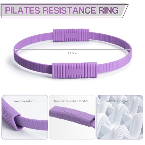 Pilates Kit, Pilates Ring and Ball Set with 5-Level Resistance Bands for Core Strength, Stretching, Toning & Full Body Home Workout Pilates Equipment - Image 6