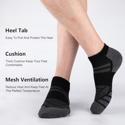 Heatuff 10 Pairs Men's Athletic Running Socks - Breathable Cushioned Low Cut Ankle Socks for Casual & Daily Wear2