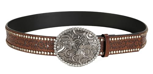 Women-Western-Cowboy-Belt Bling Rhinestone Buckle Cowgirl Belt PU Leather Belt for Jeans Pants(for 28-38'')4