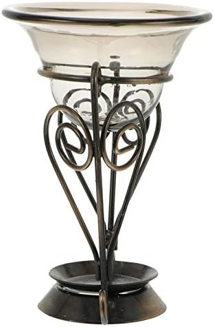 Healifty Diffuser Tea Lights Holder Vintage Iron Tealight Candle Holder Glass Essential Oil Burner Table Decoration Wax Candle Tart Burner Aroma Diffuser Size L Candle Holder Wax Warmer