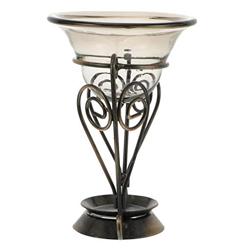 Healifty Diffuser Tea Lights Holder Vintage Iron Tealight Candle Holder Glass Essential Oil Burner Table Decoration Wax Candle Tart Burner Aroma Diffuser Size L Candle Holder Wax Warmer