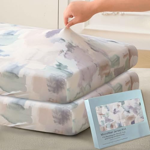 Image of SDY Jersey Crib Sheets for Baby Boys and Girls,52 inchx28 inchx8, 2 Pack,Neutral Standard Oval /Retangle Fitted Crib Sheets for Toddler,Super Soft Breathable