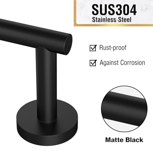 HITSLAM Toilet Paper Holder Wall Mount Matte Black, Double Post Pivoting Toilet Paper Roll Holder, SS304 Stainless Steel Bathroom Toilet Tissue Holder, 2 Pack by HITSLAM - Image 4