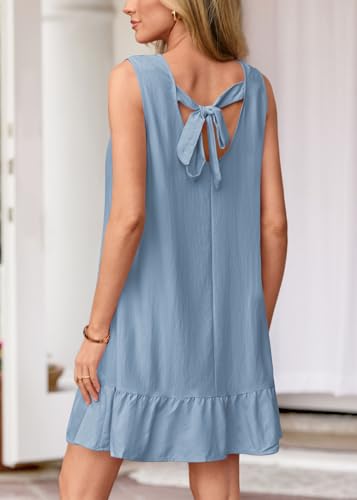 Image of KIRUNDO Women's Casual Summer Dresses with Ruffle Hem | Shift Mini Length, Crewneck Sleeveless Flowy, Beach Vacation Sundress, Maternity Dress, 2026 Cute Spring Fashion Clothing