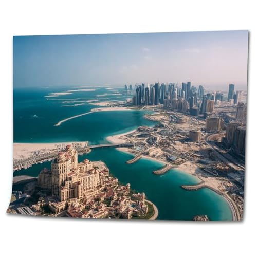 VETEB Paint by Numbers Kit for Adults Beginner Pearl Doha Aerial View DIY Painting on Canvas by Numbers Acrylic Oil Painting for Home Decor Gifts 16