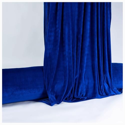 Velours au mètre bleu saphir extensible pour rideaux de salon et nappes chic