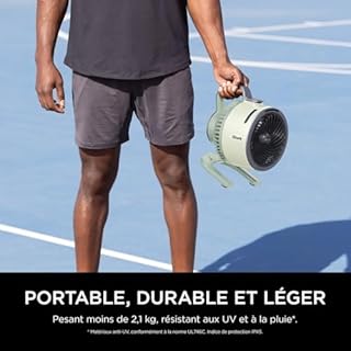Shark FlexBreeze HydroGo, ventilateur brumisateur portable, rafraîchisseur d'air silencieux intérieur/extérieur, discret et durable, avec/sans fil, léger, 5 réglages de vitesse, Menthe FA050EUGN