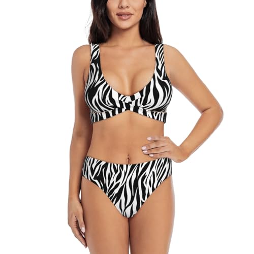 Bikini deux pièces imprimé zèbre pour femme | Maillot de bain chic pour la plage