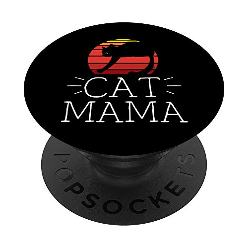 Chat Mama Vintage Eighties Style Chat Rétro Style PopSockets PopGrip - Support et Grip pour Smartphone/Tablette avec un Top Interchangeable Cover
