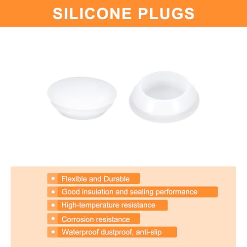 Image of uxcell 3 Pcs Silicone Plugs, Rubber Round Snap in Locking Hole Plugs for 28-30mm Hole, Hole Stoppers Waterproof Hole Plug for Metal Tube, Furniture End Caps Inserts, Clear