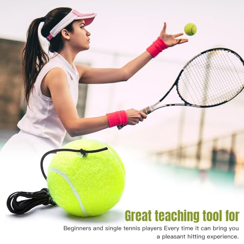 yotutun Tennisball mit Schnur, 4 Stück Tennistrainer Gummiband Tennistraining Elastisch Tennis Trainingsball Rebound Ball für Kinder Erwachsene Anfänger Solotraining
