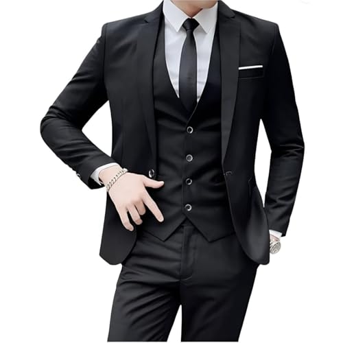 Terno Slim Masculino Kit Completo Executivo - Calça + Blazer + Colete (BR, Numérico, 52, Regular, Re