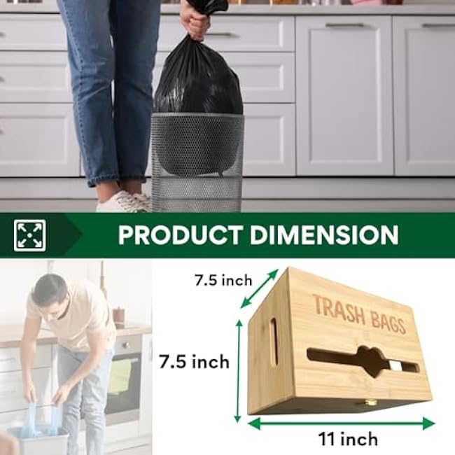 Decorative Extra Large Trash Bags Holder & Dispenser - Garbage Bag Organizer Dispenser Roll Holder Under Sink For Kitchen & Cabinet - Wall-Mounted Trash Bags Organizer Storage For Plastic Bags