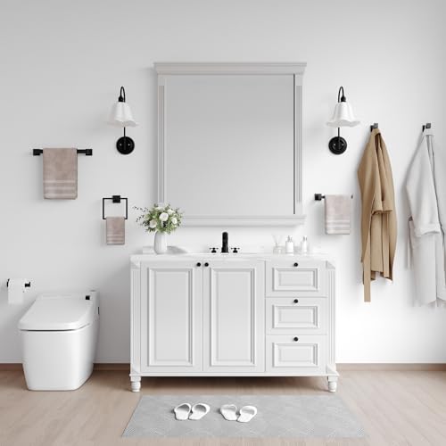 Foto de Juego de toallero de accesorios de baño: 10 piezas de accesorios de baño negro mate cuadrado de acero inoxidable SUS304 - Toallero montado en la pared y soporte para papel higiénico y soporte para (imagen 7)