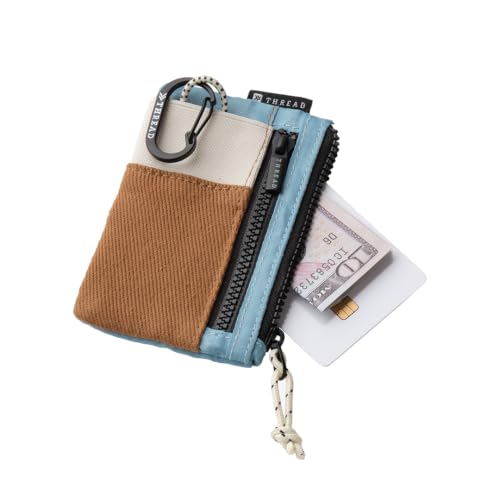 Image of Thread Wallets Pouch Wallet - Compact Zip Wallet with Clear ID Window, Coin & Card Pockets, and Key Stash - Lightweight Rip-Stop Travel Wallet for Men & Women (Color Block Canvas)