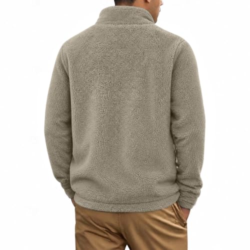 Ssuyeuri Mens Sherpa Fleece Jacket Stand Collar Zip Up Warm Winter Coats - image 8