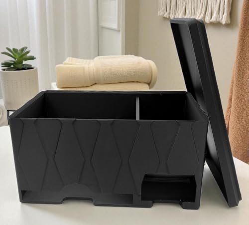 Tampon & Binden Organizer – moderne Periodenbox zur diskreten Aufbewahrung | 3D-gedruckt | Rautenmuster Design | Hygienebox fürs Bad – Matt Schwarz – PLA