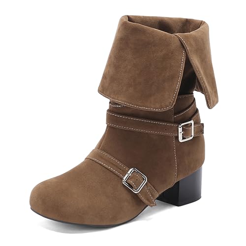 Bottines femme talon bloc moyen Bviennic 2695 bottes noires confort bout rond en taille 32-48