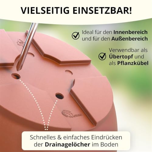 Plastard Blumentopf Ø 35 cm mit Untersetzer rund – Terrakotta – Pflanzkübel – Ansicht 4