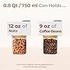 ComSaf 0.8 Qt Glass Food Storage Jars Set of 6, Clear Glass Storage Containers with Lids, Pantry Organization Jar, Spice Jar, Blooming Tea, Coffee and Sugar Container, Small Canister Set for Kitchen