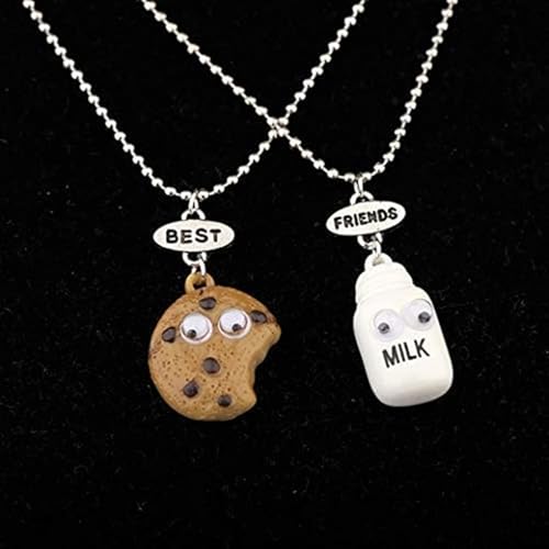 JinYu Best Friend Necklaces for Cute Milk Cookie Necklace Set French Fries Hot Dog Hamburger Avocado with Heart Pendant Birthday Gifts 7pcs4