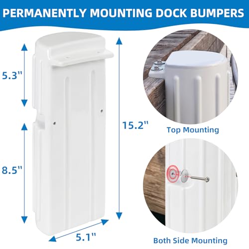 Image of Dock Bumper Fender,Boat Dock Bumpers for Edge or Side,Marine Fender Guard Vertical Protection,Durable Construction,Include Mounting Hardware