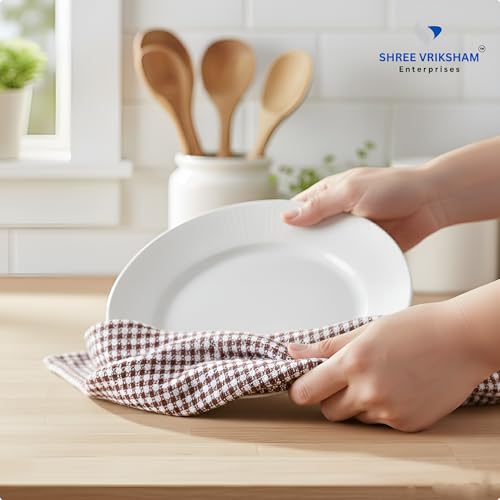 Image of Vriksham Set of 6 Diamond Cleaning Cloth, Dish Towel, Pure Cotton, 12 x 20 inch Size (6, Multi 12x20)