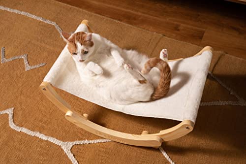 Munchiepets Cat Hammock With 2 Fabrics- Wooden Cat Swing Bed- Modern Kitty Furniture, Gifts For Indoor And Outdoor Cats- Elevated Cat Bed #TOP5