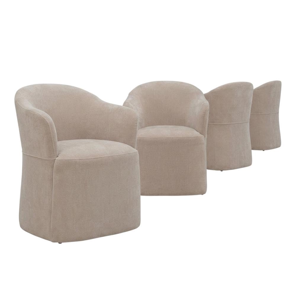 Solid Wood Upholstered Dining Chair with Castors by Starlight Canyon Home – Solid Hardwood,Plywood, Brown, Pack of 4