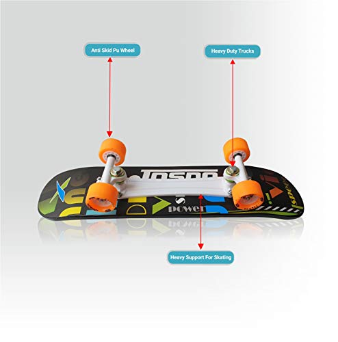 Image of jaspo Wooden Hurricane Skateboard for Age Group Above 10 Years with 90 kg Weight handling Capacity (Black, 27 inchX7 inch)