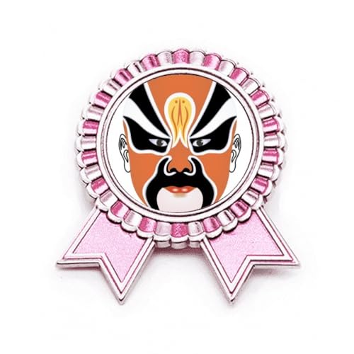 Broche tête d'opéra de Pékin Fenghuangerqiao rose en métal taille M