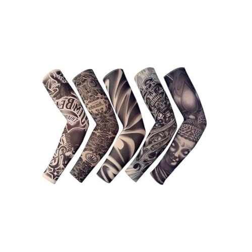 M.K ZIZZYPOP Tattoo Sleeves for Men & Women, Compression Arm Sleeves for UV Protection, Lightweight & Breathable Skin Cover (E-5pcs Multi Color Sleeves)