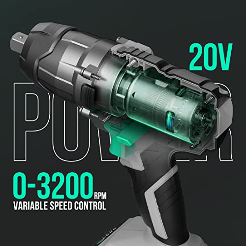 Litheli Impact Wrench Cordless, 1/2 Inch Power Impact Driver With 320 Ft-Lbs(430N.m) Max Torque, 20V Impact Gun Kit With 2.0Ah Li-Ion Battery ＆ Fast Charger For Car Home #TOP3
