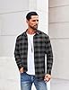 COOFANDY Mens Checked Shirt Long Sleeve Casual Plaid Flannel Shirts for Men Adult Cotton Lumberjack Office Tops Black Grey 3XL #1