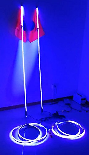 2 PCS of 4FT Brightest RGB Whips +1 Set (4 Ring) of Brightest RGB Wheel Ring Rim Lights 15.5