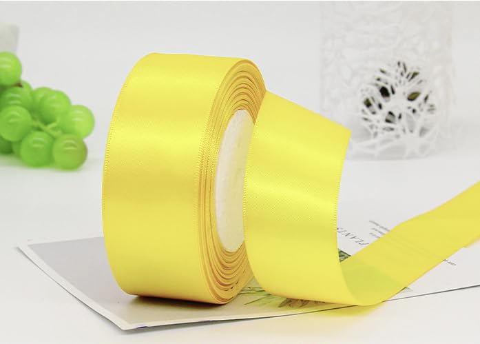 YYCRAFT Yellow Solid Satin Ribbon 1.5 Inch,50 Yards Craft Fabric Ribbon for Gift Wrapping Floral Bouquets Wedding Party Decoration