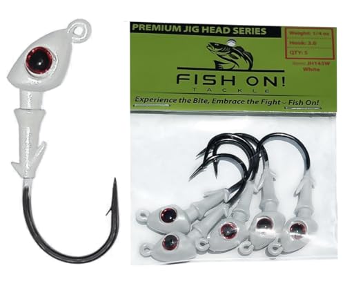 Fish On Tackle 3/8 Oz Jig Head - White - 5 per pack