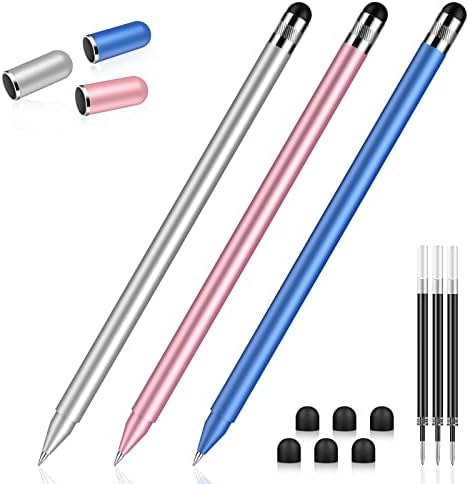 Stylus Pens for Touch Screens - MEKO 3Packs Universal Stylus Black Ink Pens 2 in 1 Stylist Pens for iPad/ iPhone/ Tablet/ Laptops/ Samsung Galaxy All Capacitive Touch Screens