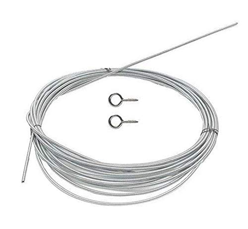 Black liger Silver Window Net Curtain Wire Spring Cord Cable Kit with Hooks and Eyes (1mt)